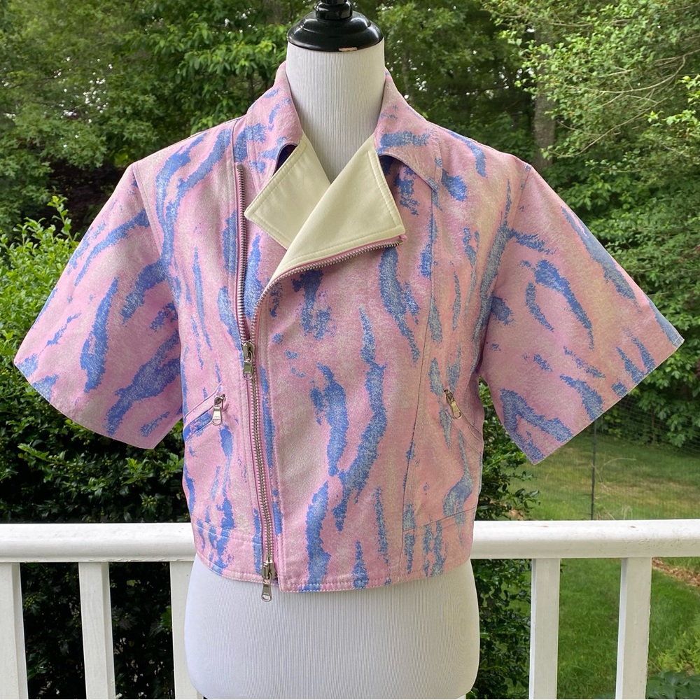 3.1 Phillip Lim Pink Kimono Moto Short Sleeve Jacket Size 2